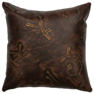 Wooded River 16" x 16" Premier Decorative Western Brands Embossed Leather Pillow 